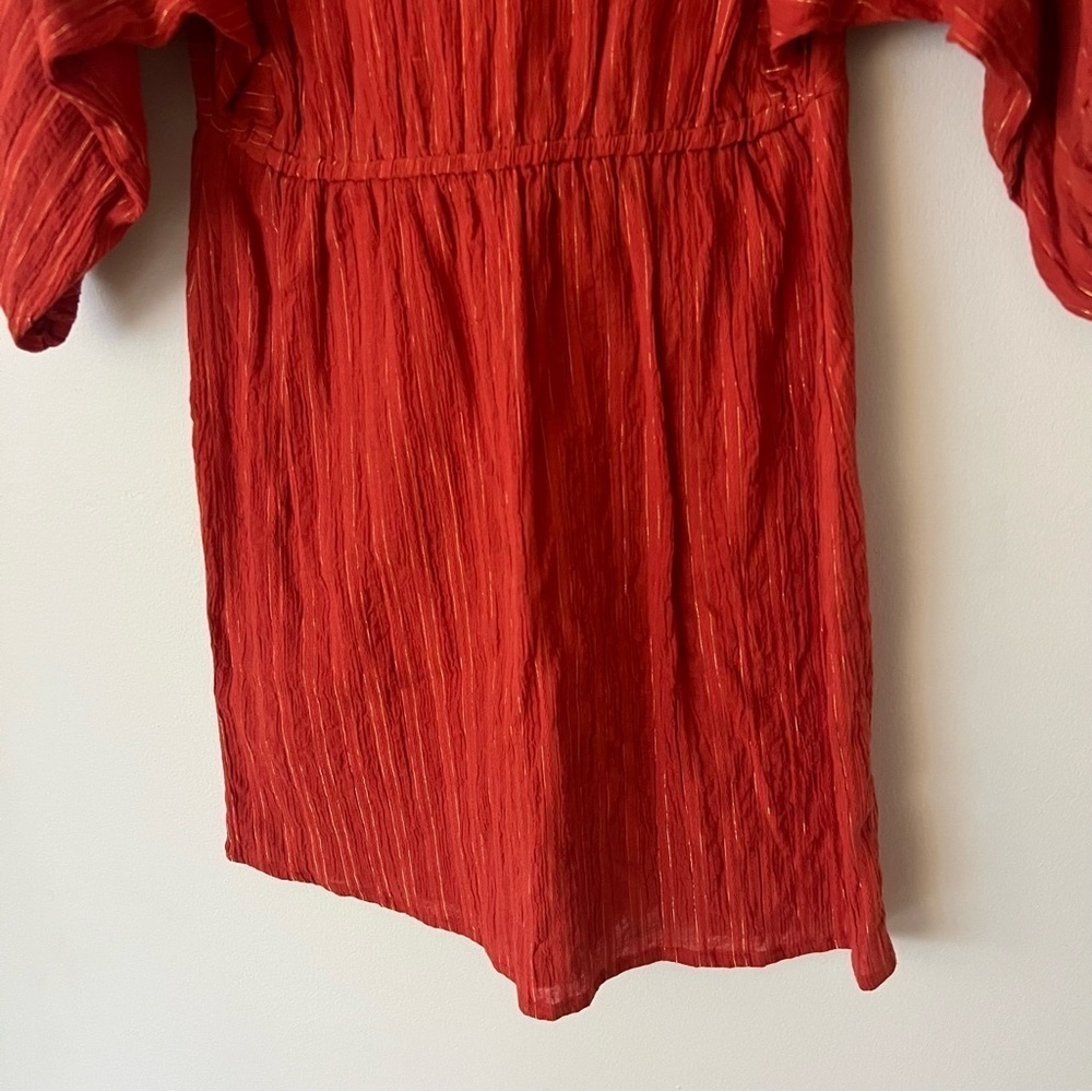 Sugarhigh Lovestoned Metallic Burnt Orange Mini Shirt Dress Women’s Size Small - Picture 7 of 9
